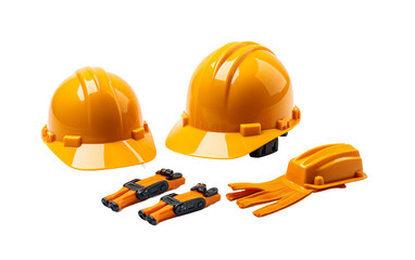 Isolated Toy Construction Hard Hat and Work Gloves Set for on White Background