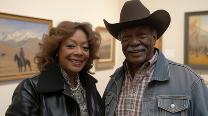Senior African American Couple Enjoying Art Gallery Visit
