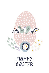 Happy Easter greeting card with decorative egg and handwritten holiday wishes.