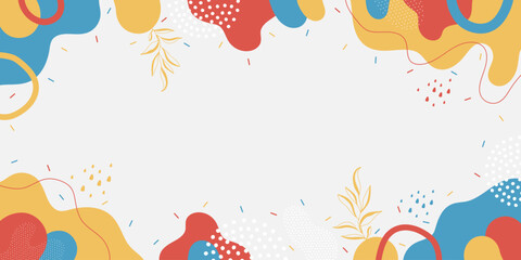 Doodle background with abstract shapes and dots. Modern vector pattern for Banner, Flyer, Cover...