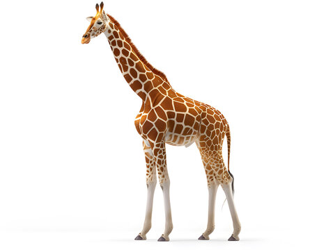 A Giraffe standing alone isolated on a white background.