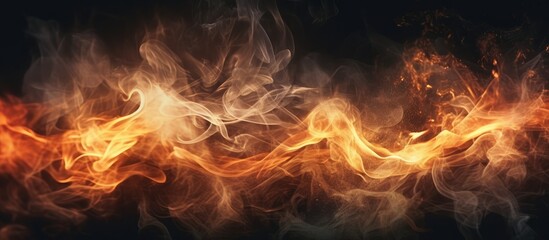 Fire flames isolated on black background. - obrazy, fototapety, plakaty