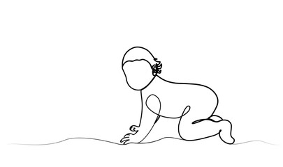 continuous drawing of a child with one line.