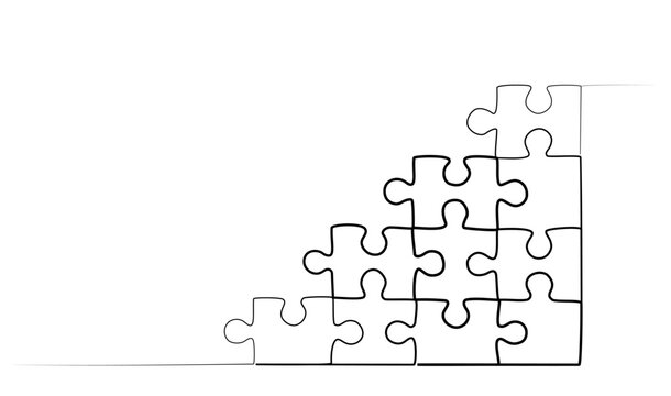 recommend clip art: continuous puzzle drawing with one line. illustration