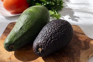 Ripe green organic avocados ready to eat, Fuerteventura, Canary islands, Spain
