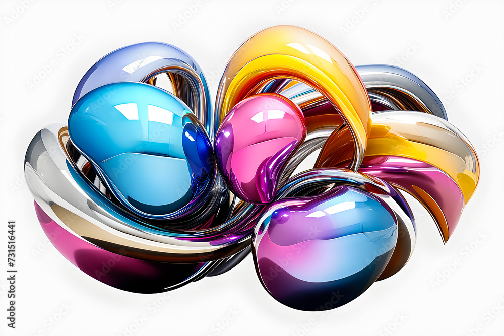 Poster abstract 3d design against white background. colorful shape 3d rendering, generative ai