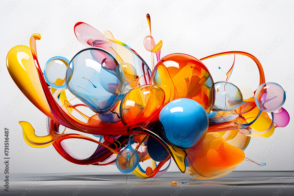 Poster abstract 3d design against white background. colorful shape 3d rendering, generative ai