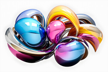 Abstract 3d design against  white background. Colorful  shape 3d rendering,  generative ai