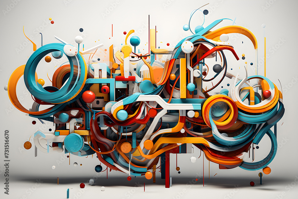 Poster 3d rendering of an abstract composition. geometric shapes for presentation or product layout, genera