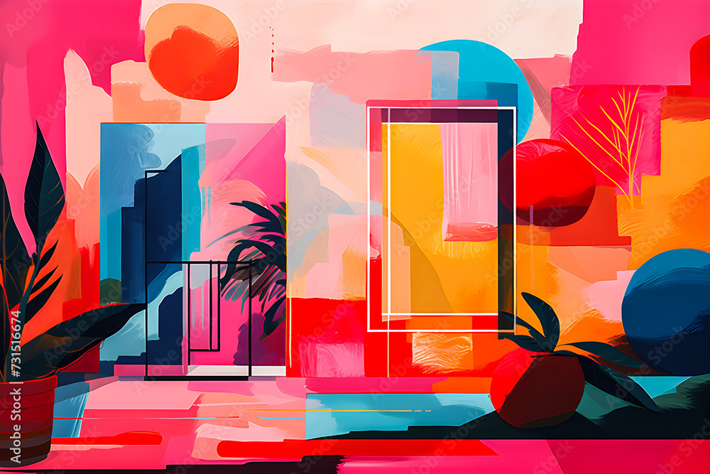 Poster 3d rendering of an abstract composition. geometric shapes for presentation or product layout, genera