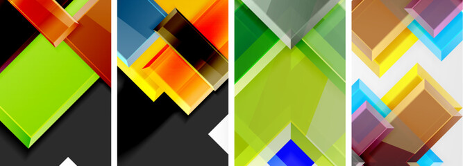 Color glass glossy square composition poster set for wallpaper, business card, cover, poster, banner, brochure, header, website