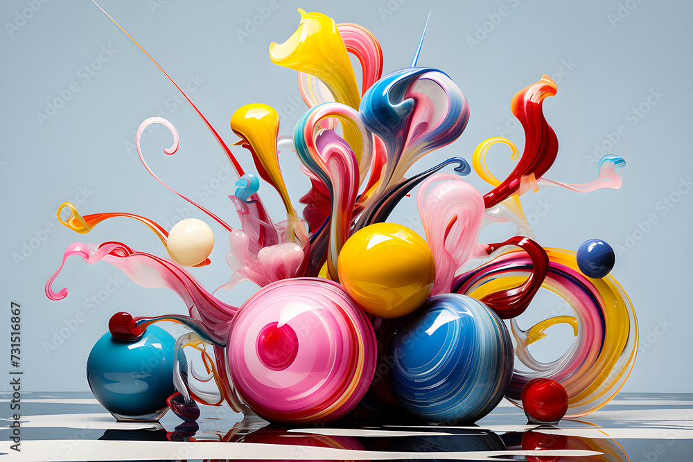 Poster abstract 3d design against white background. colorful shape 3d rendering, generative ai