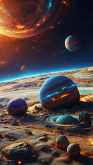 A Planets of the solar system in the universe, AI photos.
