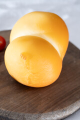 Cheese collection, Italian cheese scamorza, caciocavallo, provolone made from cow milk in South...