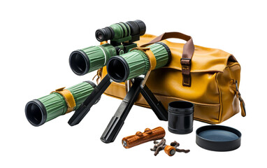 Jungle Expedition Toy Telescope and Explorer Set on White Background