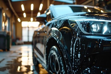 Car Wash Specialist Pampering a Modern Electric SUV