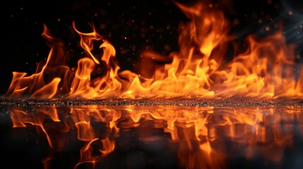 Obraz premium Fire flames on black background