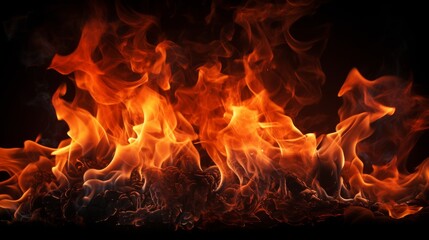 Fototapeta premium Fire flames on black background