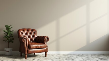 Luxury vintage brown leather Armchair