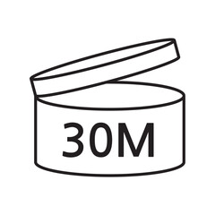 PAO cosmetic icon, mark of period after opening. Expiration time after package opened, white label. 30 month expirity on white background, vector illustration. eps. jpg. png