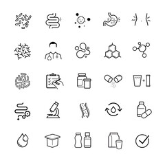 Digestion set icons. Vector elements for infographics. Set of sign for detailed guideline. Ready for your design. EPS10.