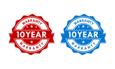10 years and lifetime warranty label template illustration