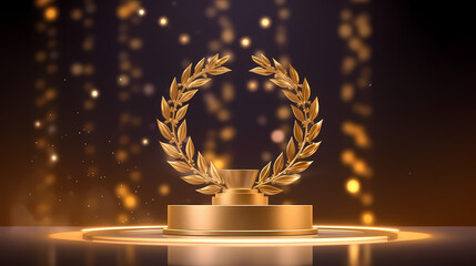 Award ceremony background, golden glitter light effect decoration and bokeh