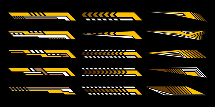 Wrap design for car vectors. Sports stripes, car stickers. Racing decals for tuning. Vector illustration