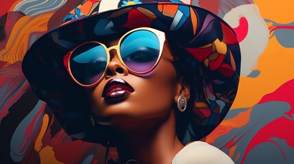 Abstract portrait of a beautiful black woman. AI generated image. - obrazy, fototapety, plakaty