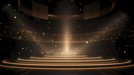 Award ceremony background, golden glitter light effect decoration and bokeh