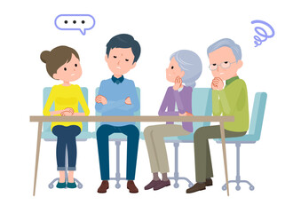 夫婦と両親が悩んでいるシーン。