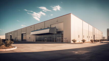 Industrial building for manufacturing production plant or large warehouse.