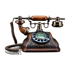 Vintage Telephone Against White Background
