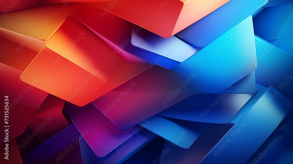 Poster dynamic multicolored tech background: vibrant 3d geometric structure in clean, modern design - perfe
