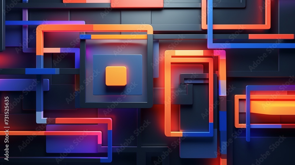 Poster dynamic multicolored tech background: vibrant 3d geometric structure in clean, modern design - perfe