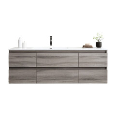 Wall-Mounted Bathroom Vanity Isolated against White Background