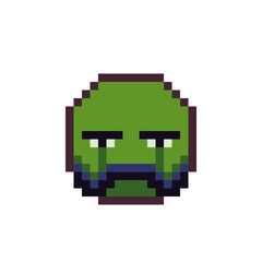 Head with mustache, barbershop, funny man face pixel art icon cartoon character. 8-bit flat style. Isolated abstract vector illustration.