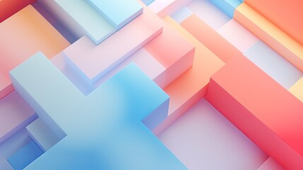 Vibrant multicolored tech background: stunning 3d geometric structure in clean, modern pastel...