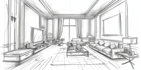 Sketch of modern interior