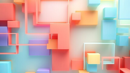 Vibrant multicolored tech background: stunning 3d geometric structure in clean, modern pastel design - perfect for digital projects! | adobe stock image