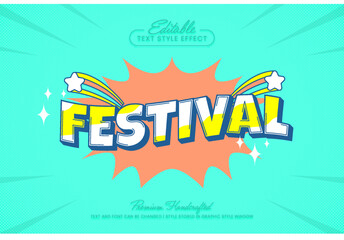 Festival 3D vector text effect graphic style. Editable vector headline and title template.