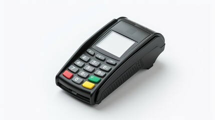 Credit card reader is isolated on white background.  