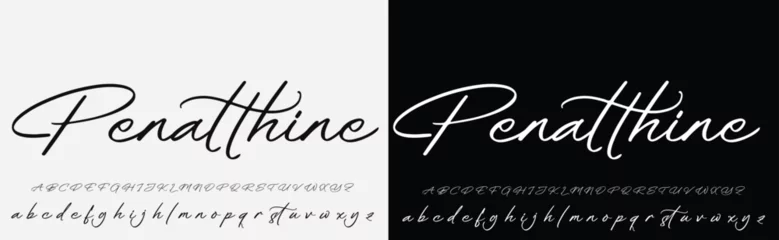 Fotobehang Signature Font Calligraphy Logotype Script Brush Font Type Font lettering handwritten © kuku