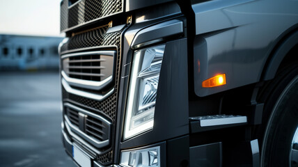 Close-up of the front of the new truck. - obrazy, fototapety, plakaty