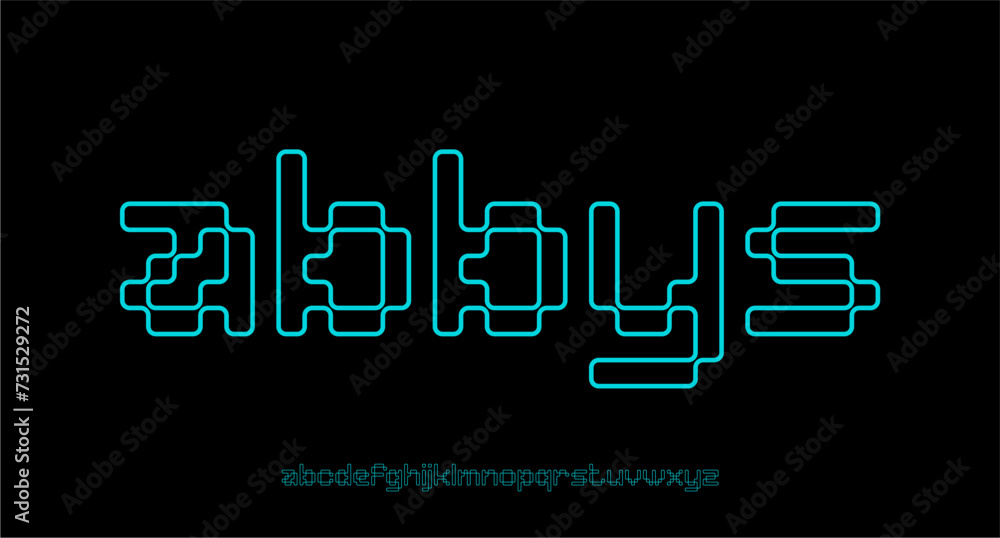 Fototapete abbys font vector display pixel futuristic line outline