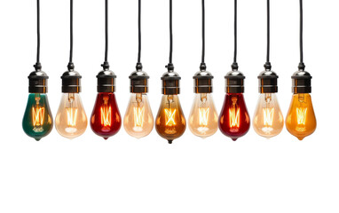 Hanging Pendant Lights with Edison Bulbs Isolated on White Background - obrazy, fototapety, plakaty