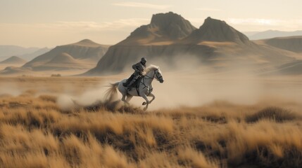 Obraz na płótnie Canvas Galloping Prince: Noble Rider in Armor