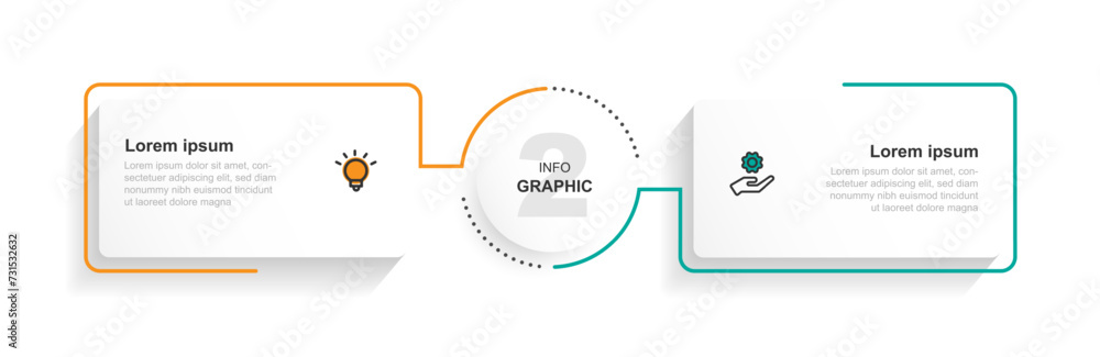 Poster 2 step line infographic template vector element suitable for web presentation and business