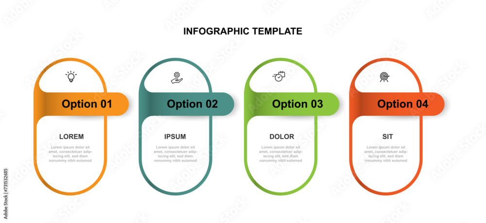 Poster modern template infographic vector element with 4 step process suitable for web presentation and bus