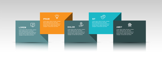 Vector layout with 5 step and paper style. Infographic template vector element suitable for web presentation and business information